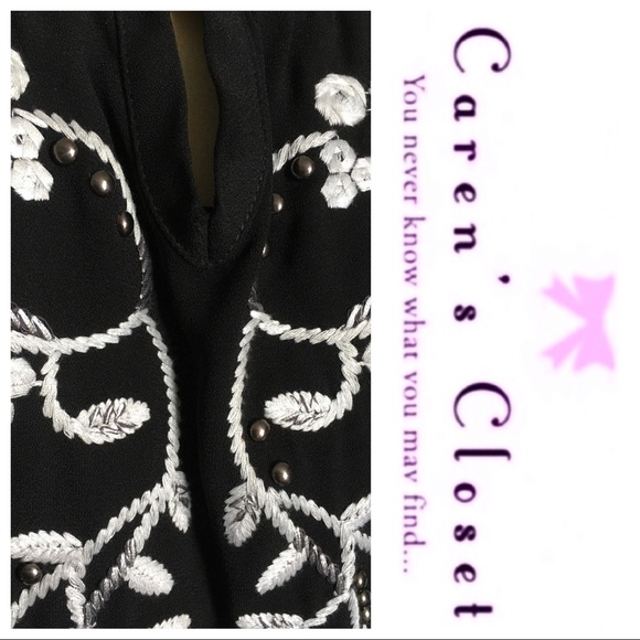 Nanette Lepore Black Embroidered Peasant Dress - Picture 7 of 8